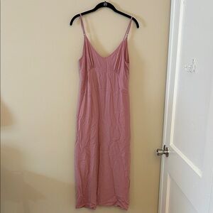 Mauve Slip Maxi Dress with Spaghetti Straps and Front Slit